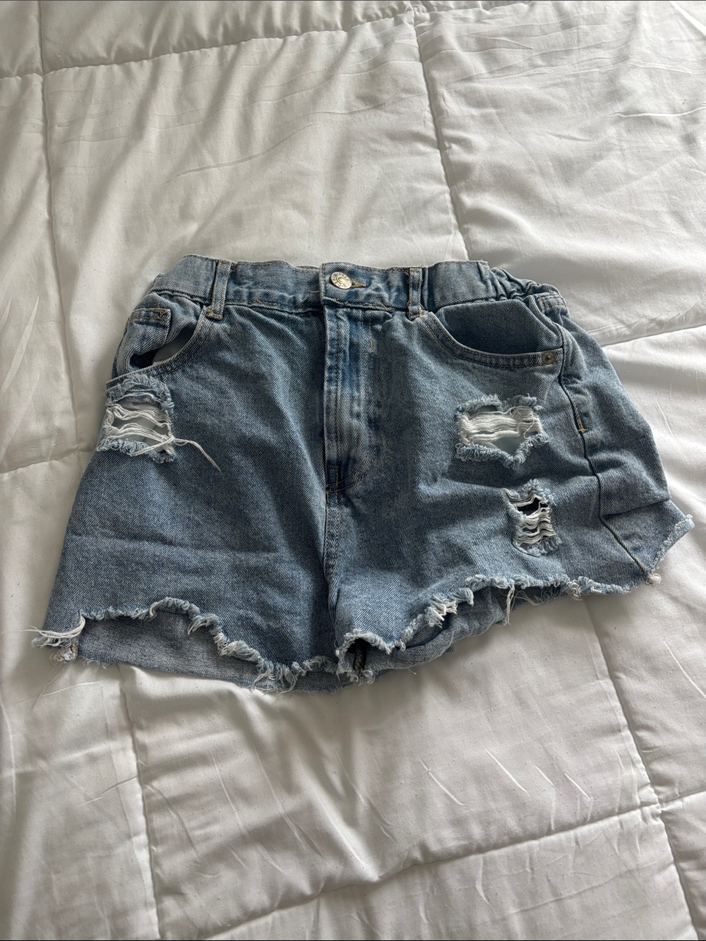 Distressed Light Blue Denim Women’s Shorts